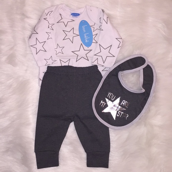 Bon Bebe Other - Last One - Newborn Boy 3-Piece Joggers Set (New)